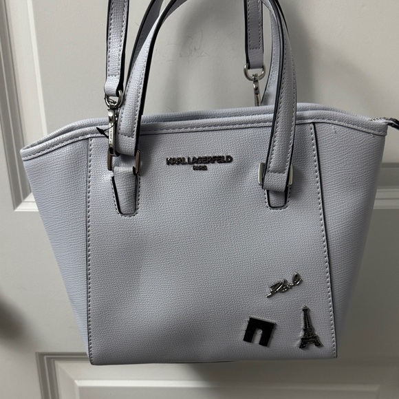 Karl Lagerfeld Handbags - Karl Lagerfeld Light Gray Satchel with Charms
